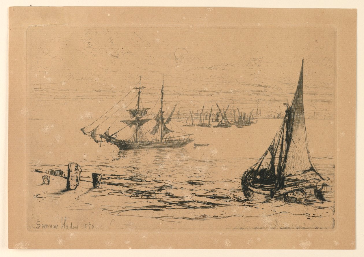 Um brigue na âncora de Francis Seymour Haden