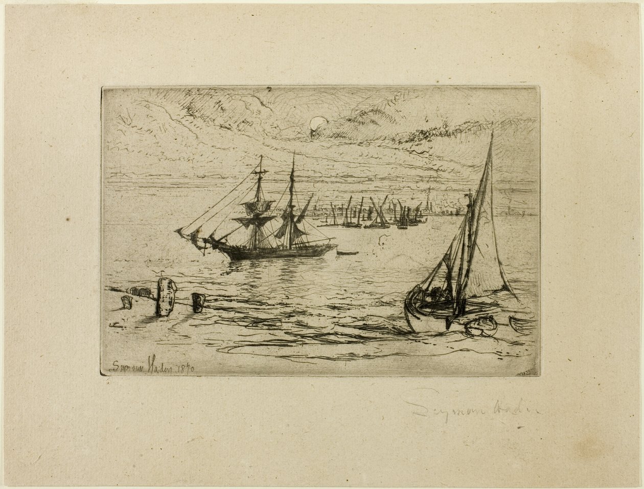 Um brigue na âncora de Francis Seymour Haden