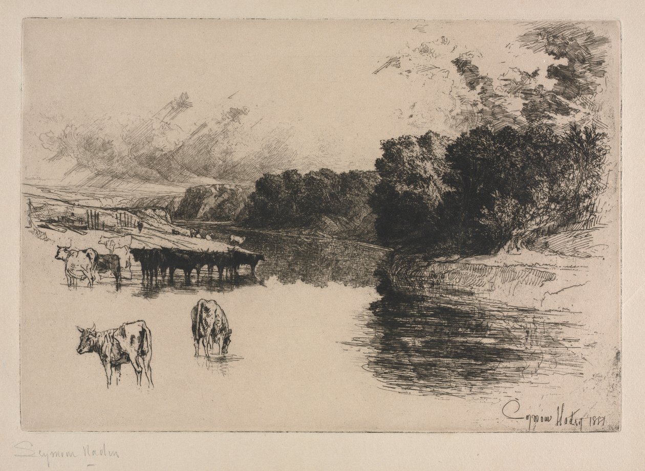 Um rio Lancashire, 1881. de Francis Seymour Haden