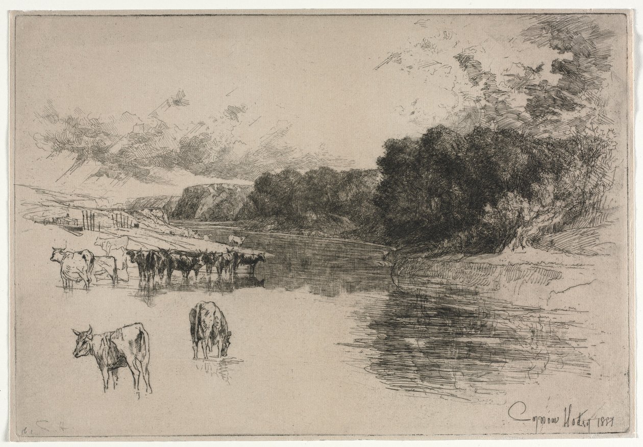 Um rio Lancashire, 1881. de Francis Seymour Haden