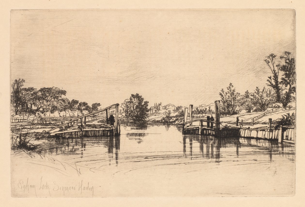 Egham Lock, 1859. de Francis Seymour Haden