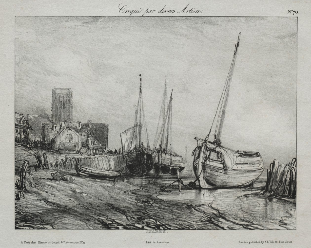 Barcos de pesca ao longo da praia de Francis Seymour Haden