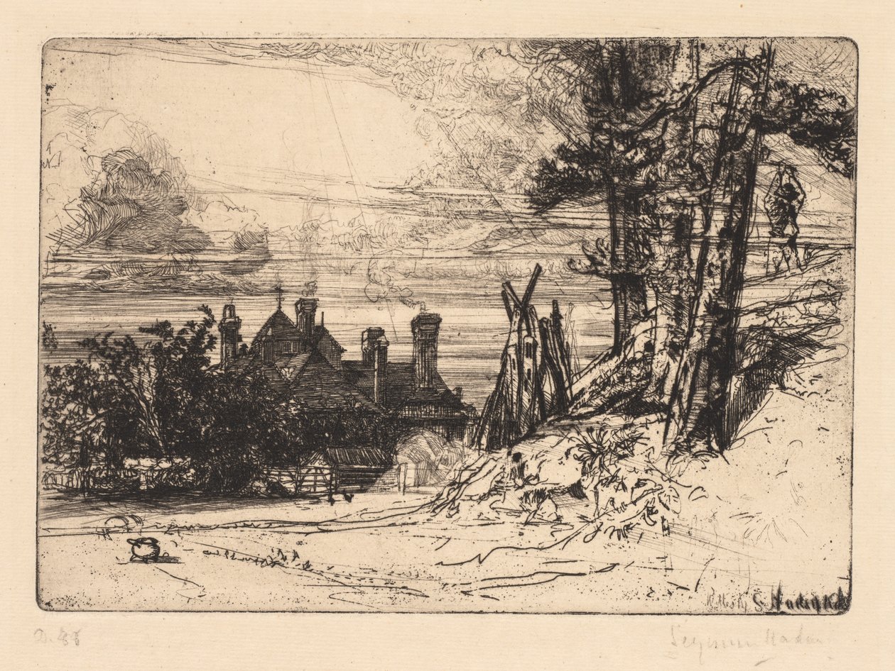 Casa de Horsleys em Willesley, 1865. de Francis Seymour Haden