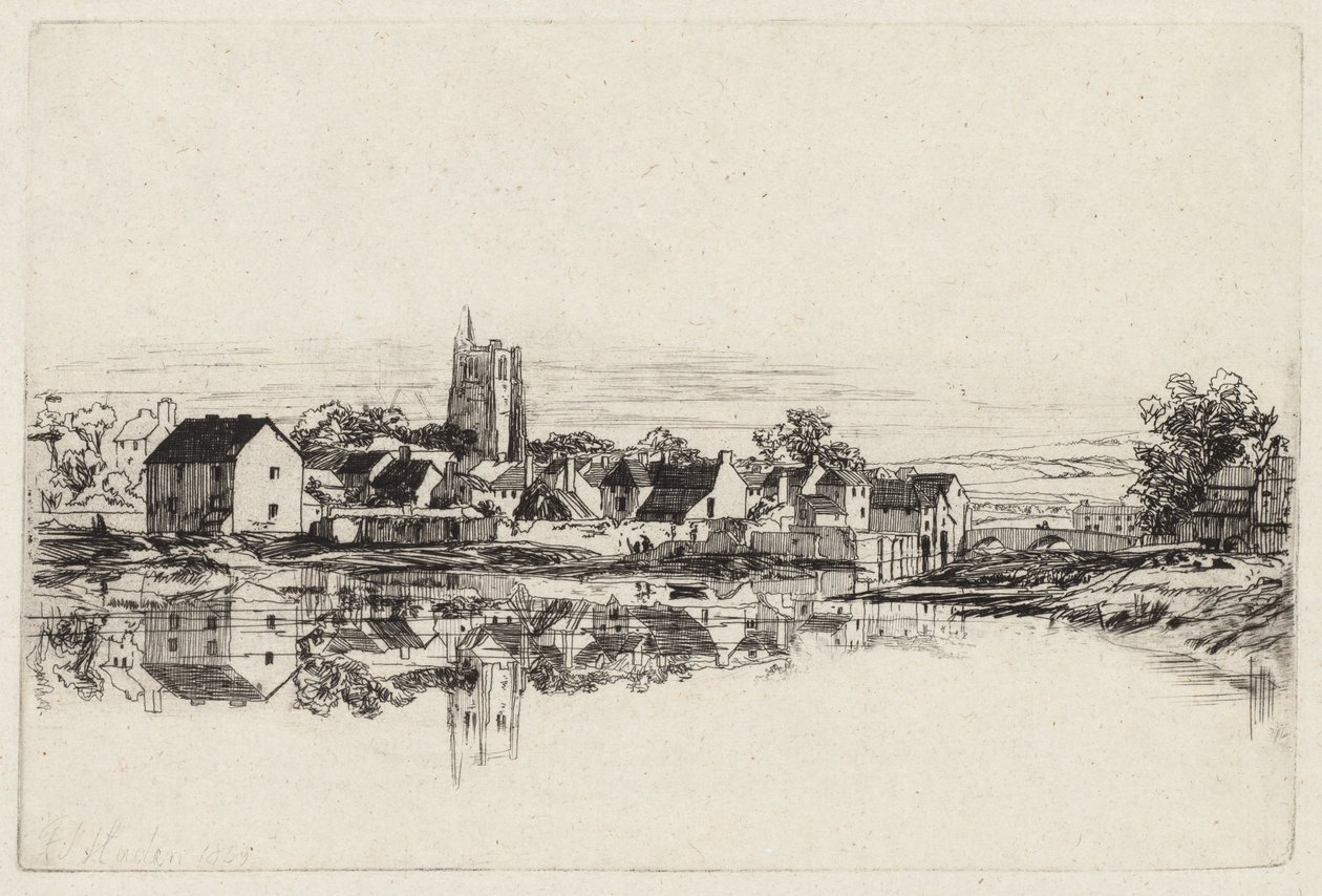 Cidade de Kidwelly, 1859. de Francis Seymour Haden