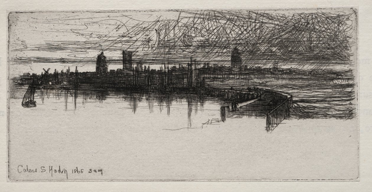 Pequeno cais de Calais, 1865, 03:00, 1865. de Francis Seymour Haden