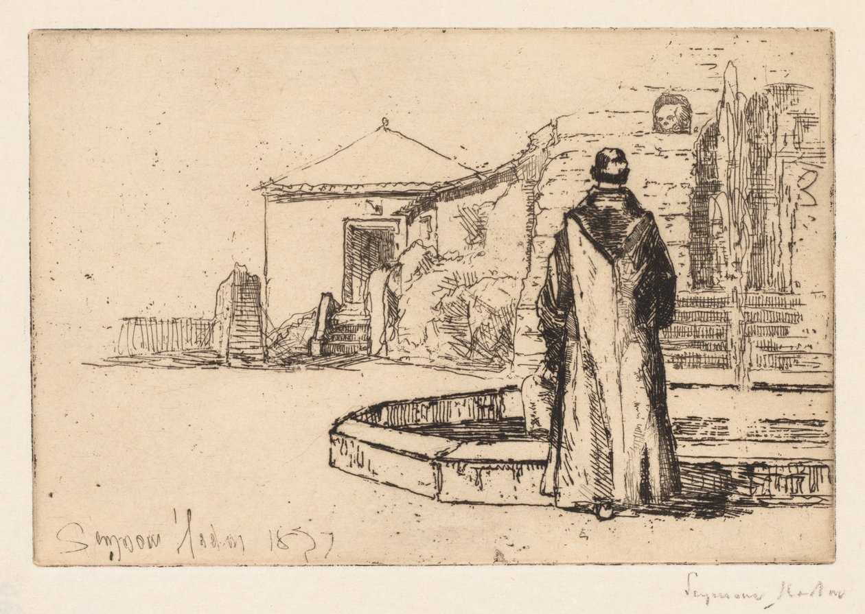 Monge em uma fonte de Francis Seymour Haden