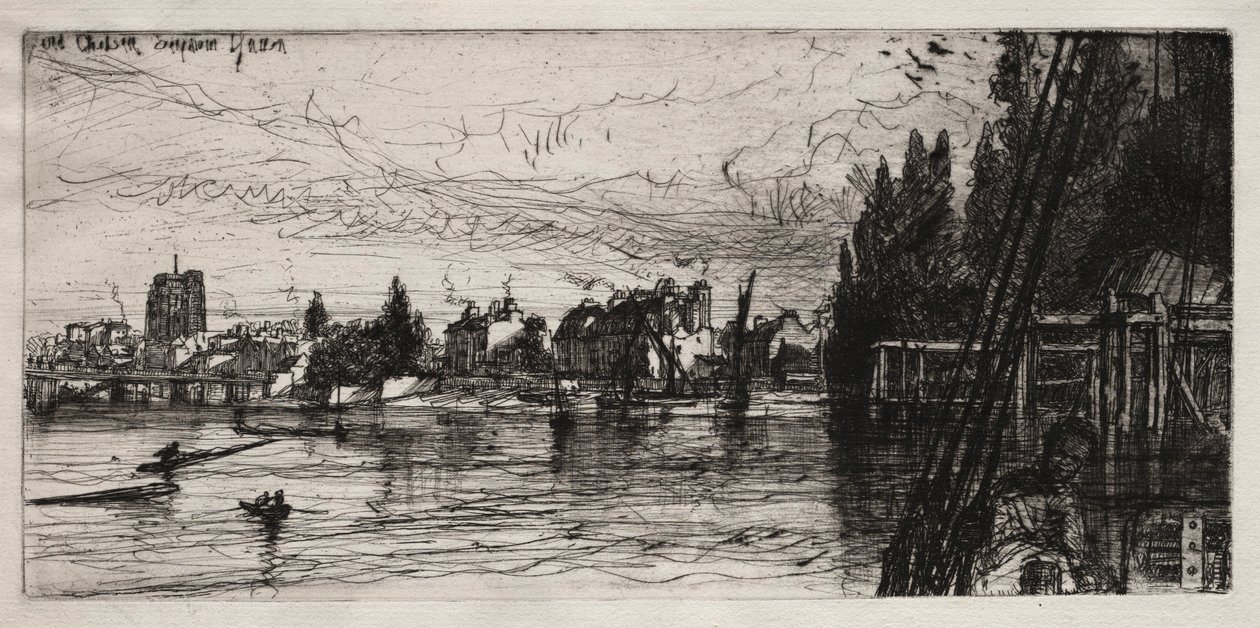 Igreja de Chelsea velha, 1865. de Francis Seymour Haden