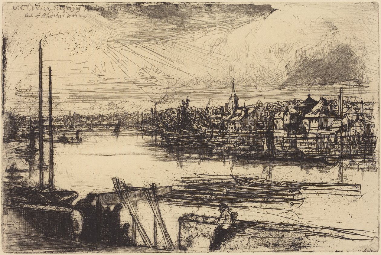 A velha Chelsea, da janela de Whistler (Battersea Reach) de Francis Seymour Haden