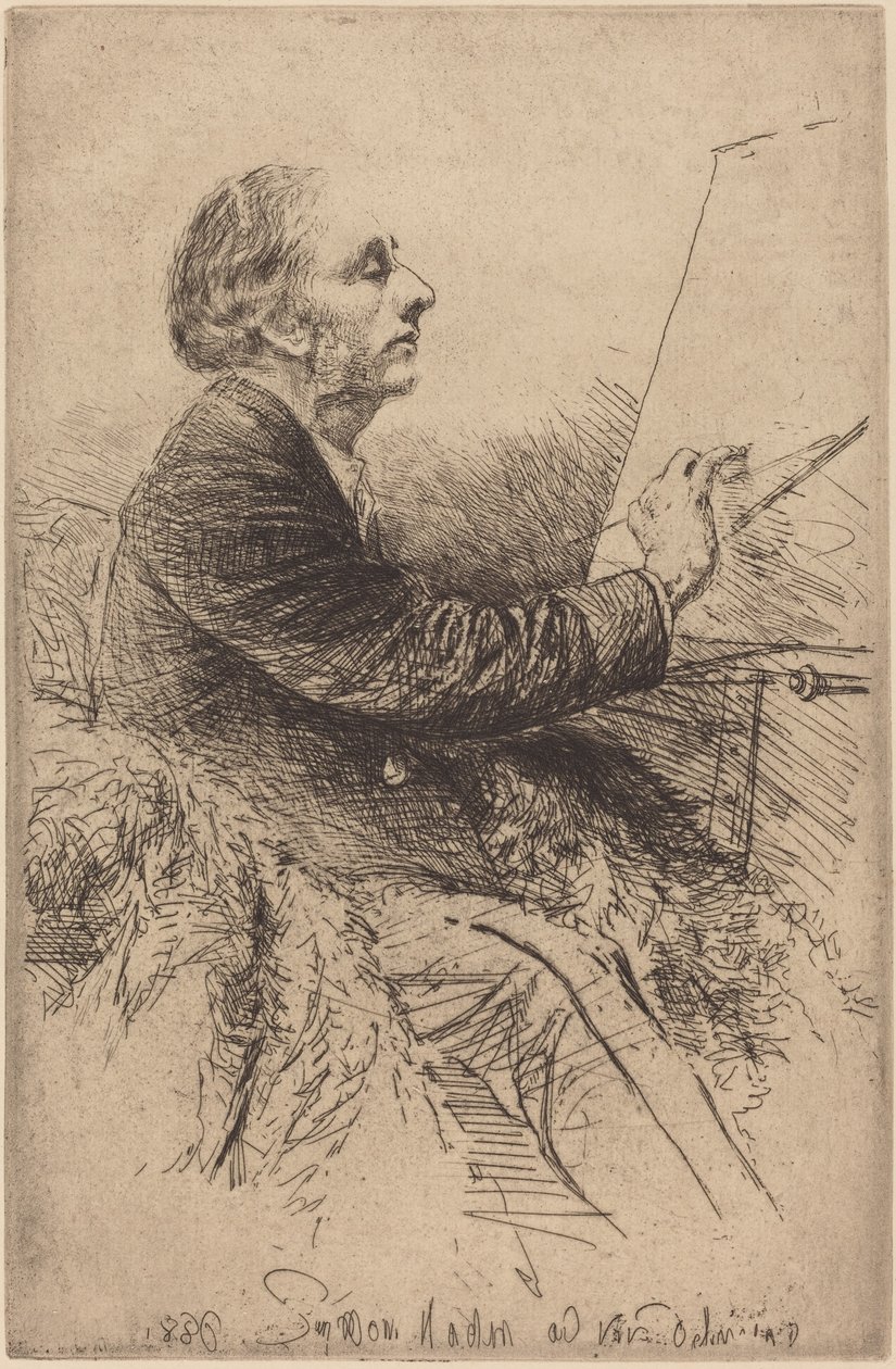 Autorretrato junto ao cavalete de Francis Seymour Haden