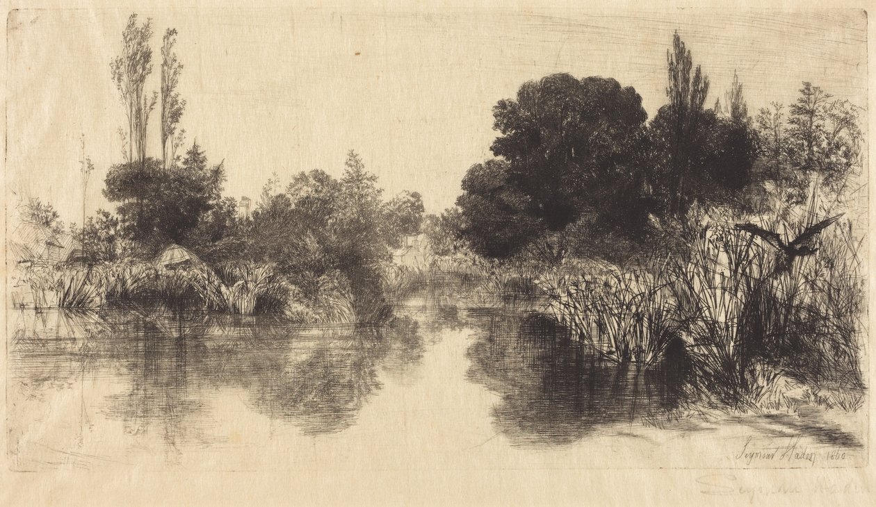 Lago Shere Mill (A gravura maior) de Francis Seymour Haden