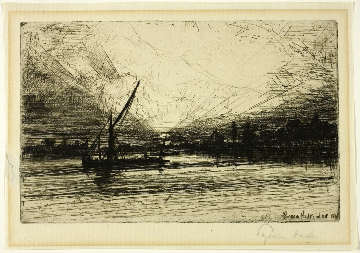 Pôr do sol no Tamisa de Francis Seymour Haden