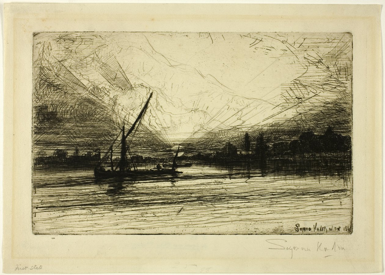 Pôr do sol no Tamisa de Francis Seymour Haden