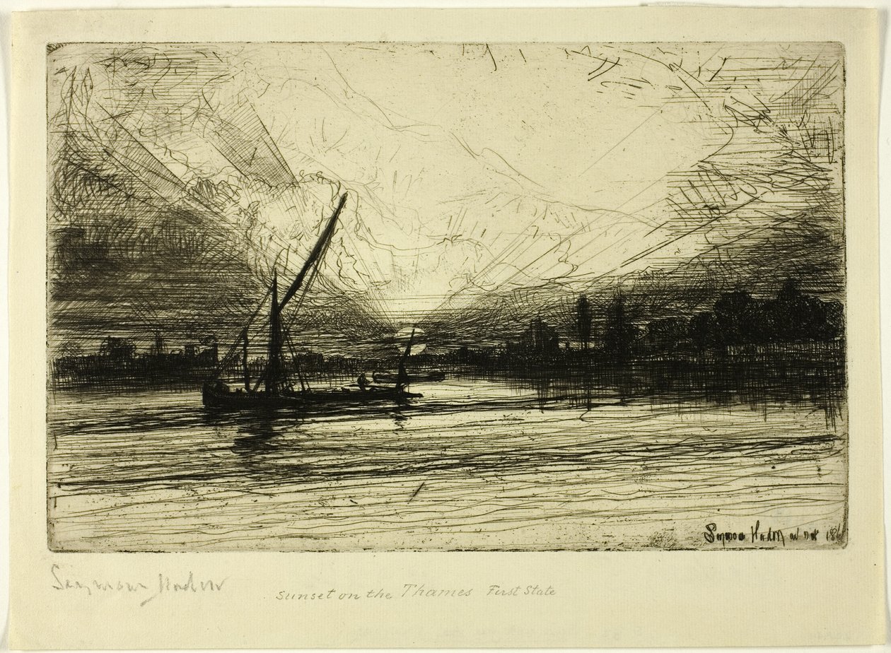 Pôr do sol no Tamisa de Francis Seymour Haden