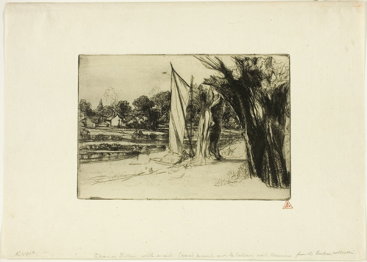 Thames Ditton-com uma vela de Francis Seymour Haden