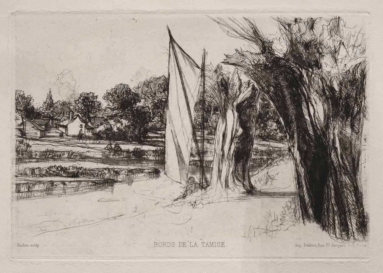 Thames Ditton - Com uma vela de Francis Seymour Haden