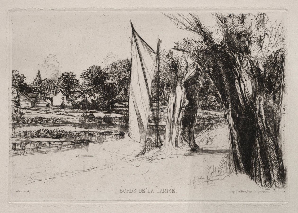 Thames Ditton - Com uma vela, 1864. de Francis Seymour Haden