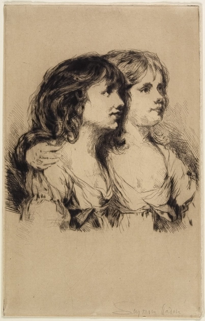 Os gêmeos Sarah e Anne Haden (no. 2), 1885 de Francis Seymour Haden