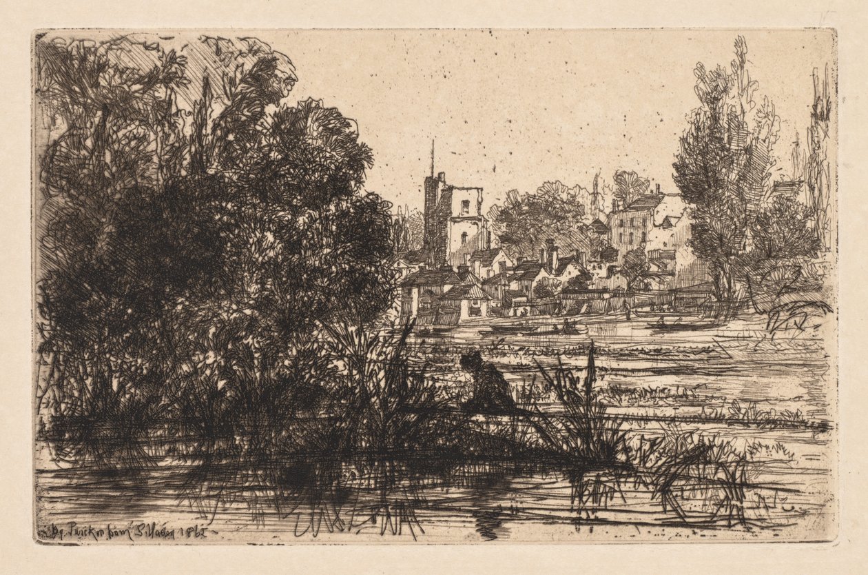 Igreja de Twickenham, 1865. de Francis Seymour Haden