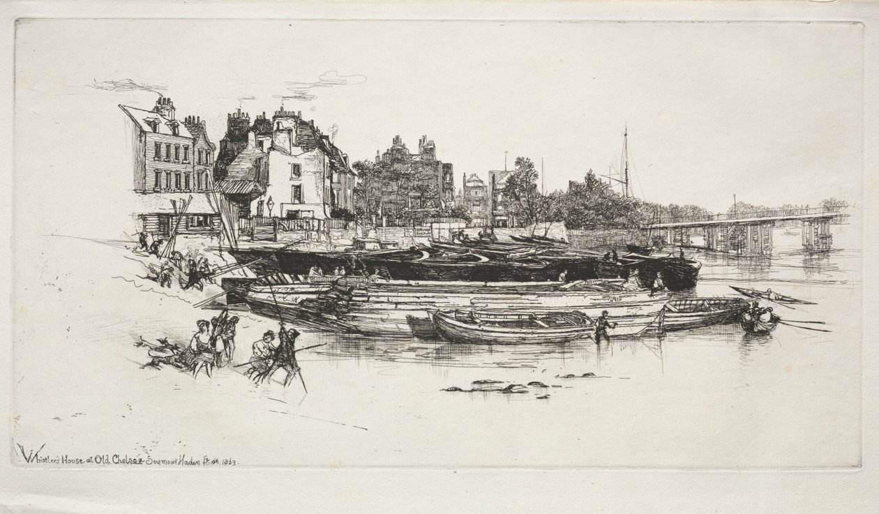 Casa dos assobiadores, Chelsea velho, 1863. de Francis Seymour Haden
