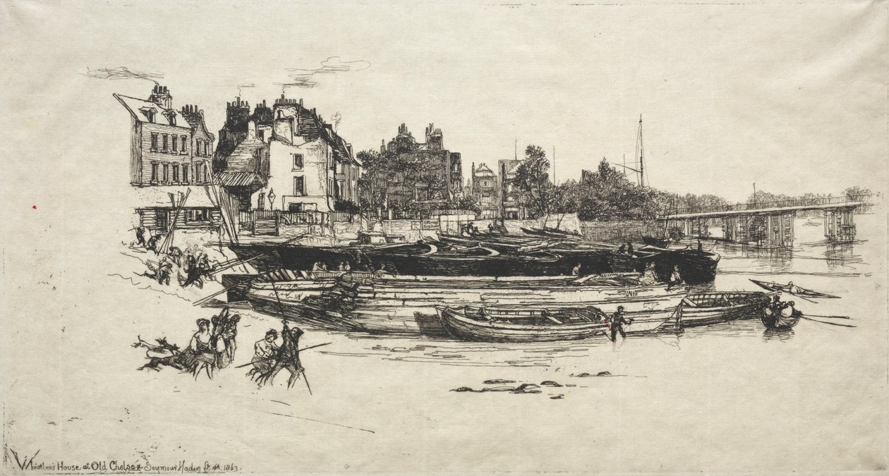 Casa dos assobiadores em Chelsea velho, 1863. de Francis Seymour Haden