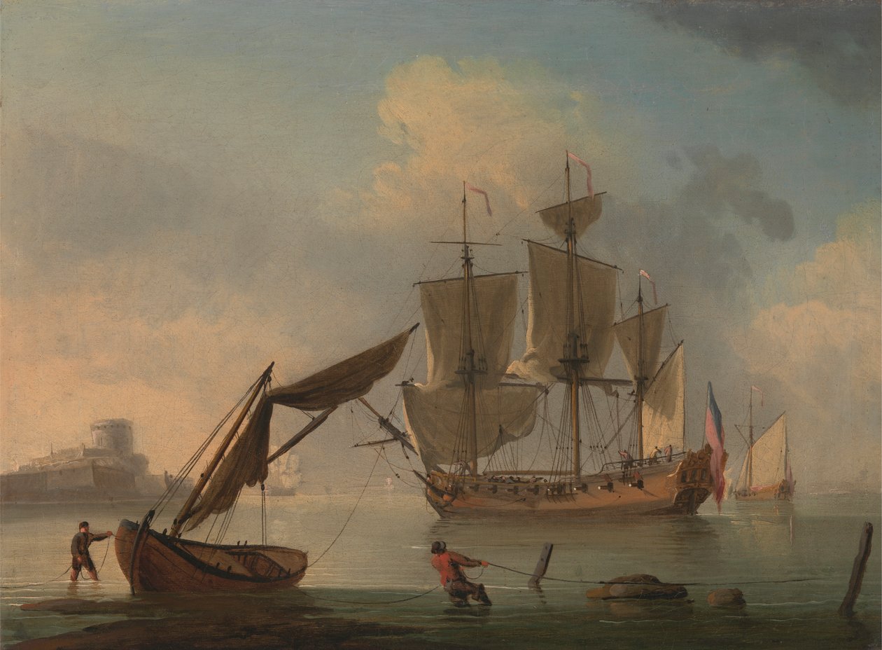 Um Pavimento Inglês Becalmed perto da costa de Francis Swaine