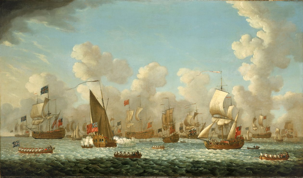 Revista naval em Spithead (Inglaterra), em 1767. Óleo sobre tela de Francis Swaine