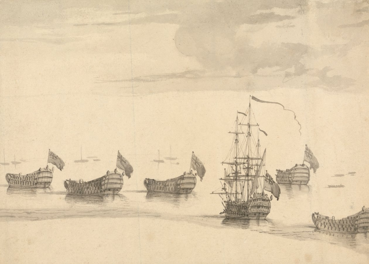 Navios num mar calmo de Francis Swaine