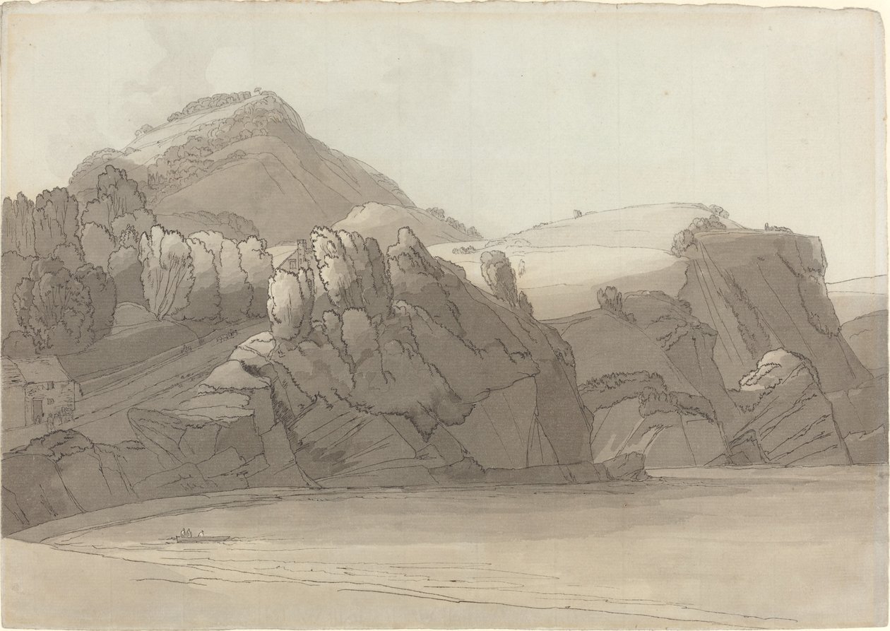 A Rocky Shore em Coombmartin, Devon (Combe Martin Bay) de Francis Towne