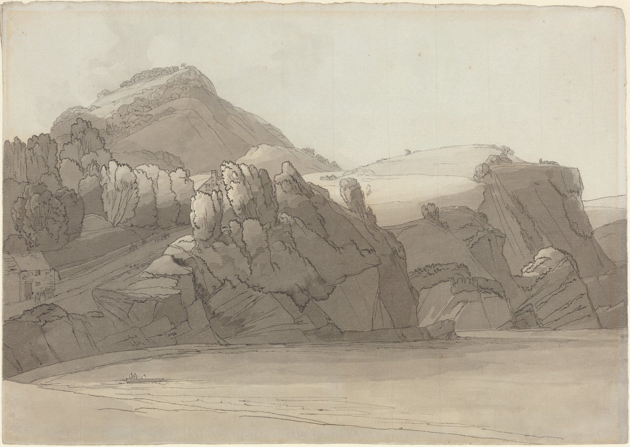 Uma costa rochosa em Coombmartin, Devon (baía de Combe Martin) de Francis Towne