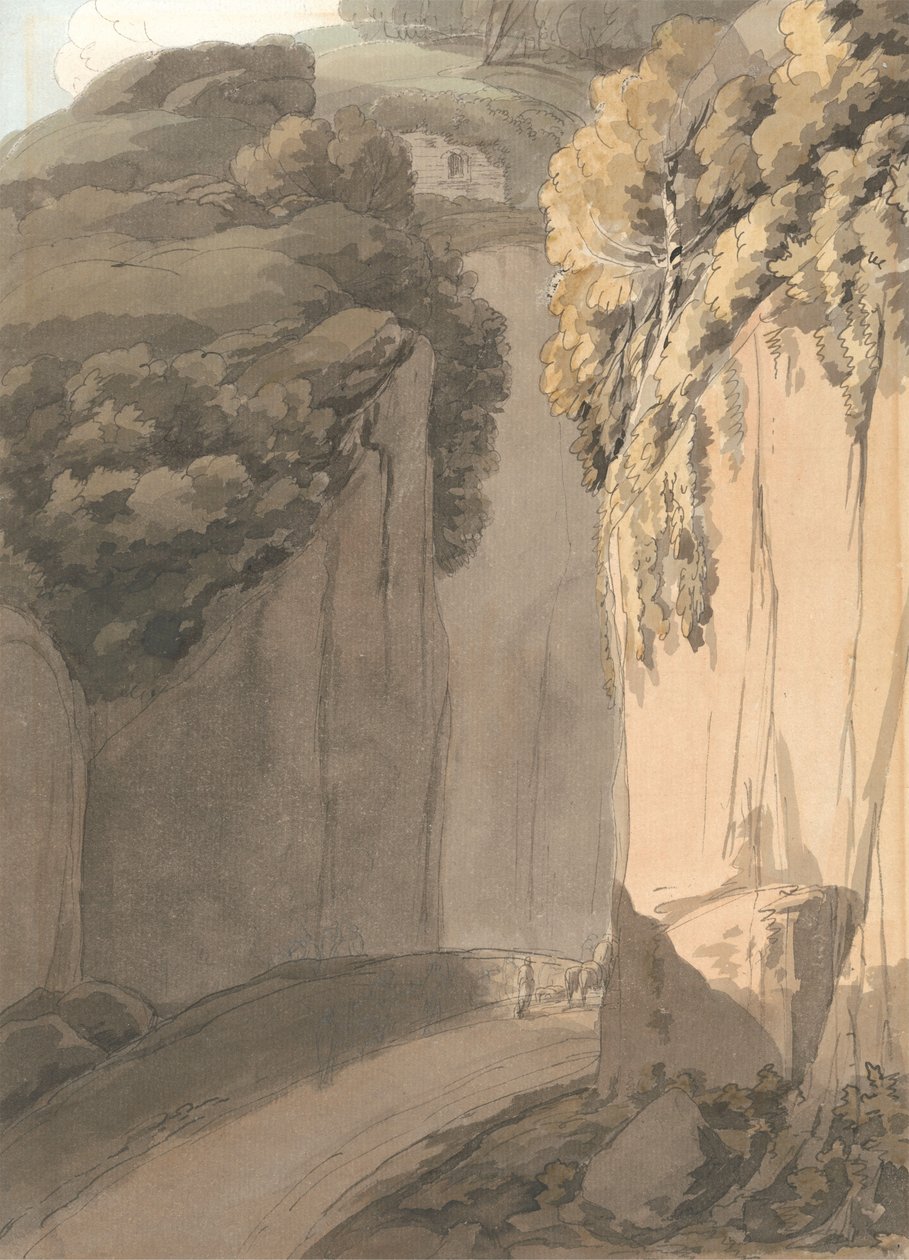 Entrada para a Gruta de Posilippo, Nápoles de Francis Towne