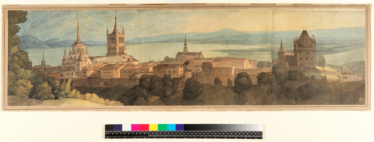 No.1483 Vista de Lausana, 1781 (wc, lápis & tinta em papel) de Francis Towne