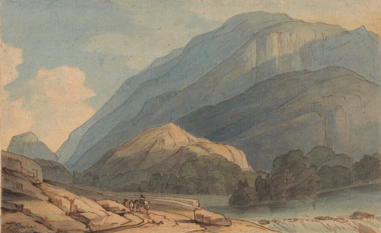 The Entrance into Borrowdale, c.1786 (aquarela com caneta e tinta no papel) de Francis Towne