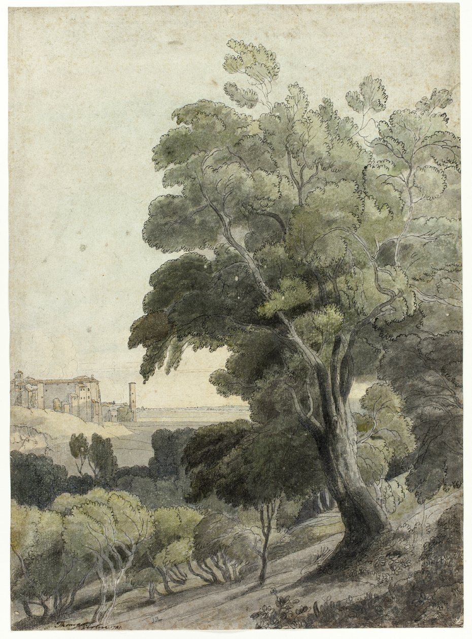 Tivoli, mostrando Roma à distância de Francis Towne