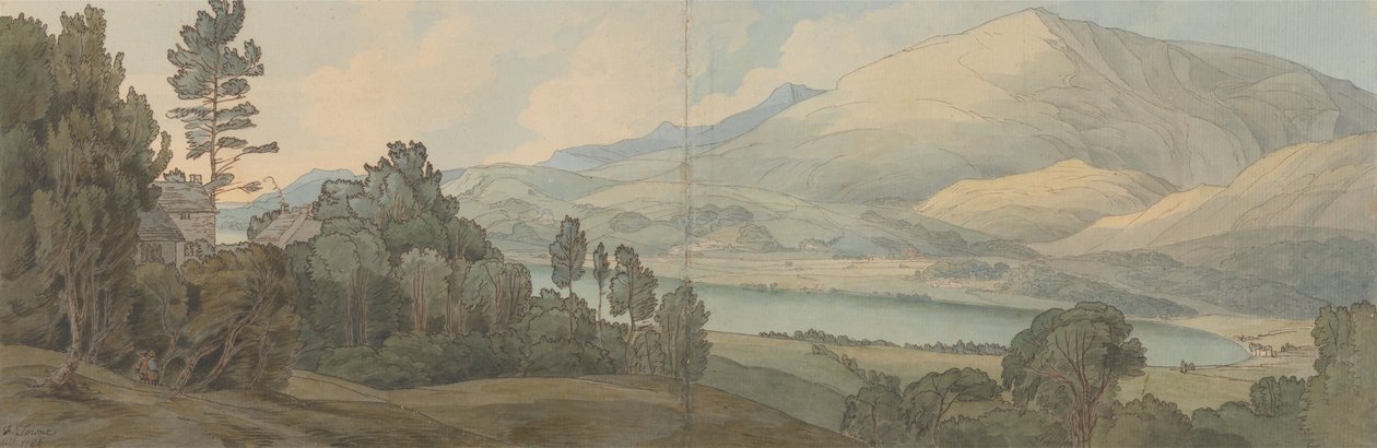 Vista do Lago Coniston, Lancashire de Francis Towne