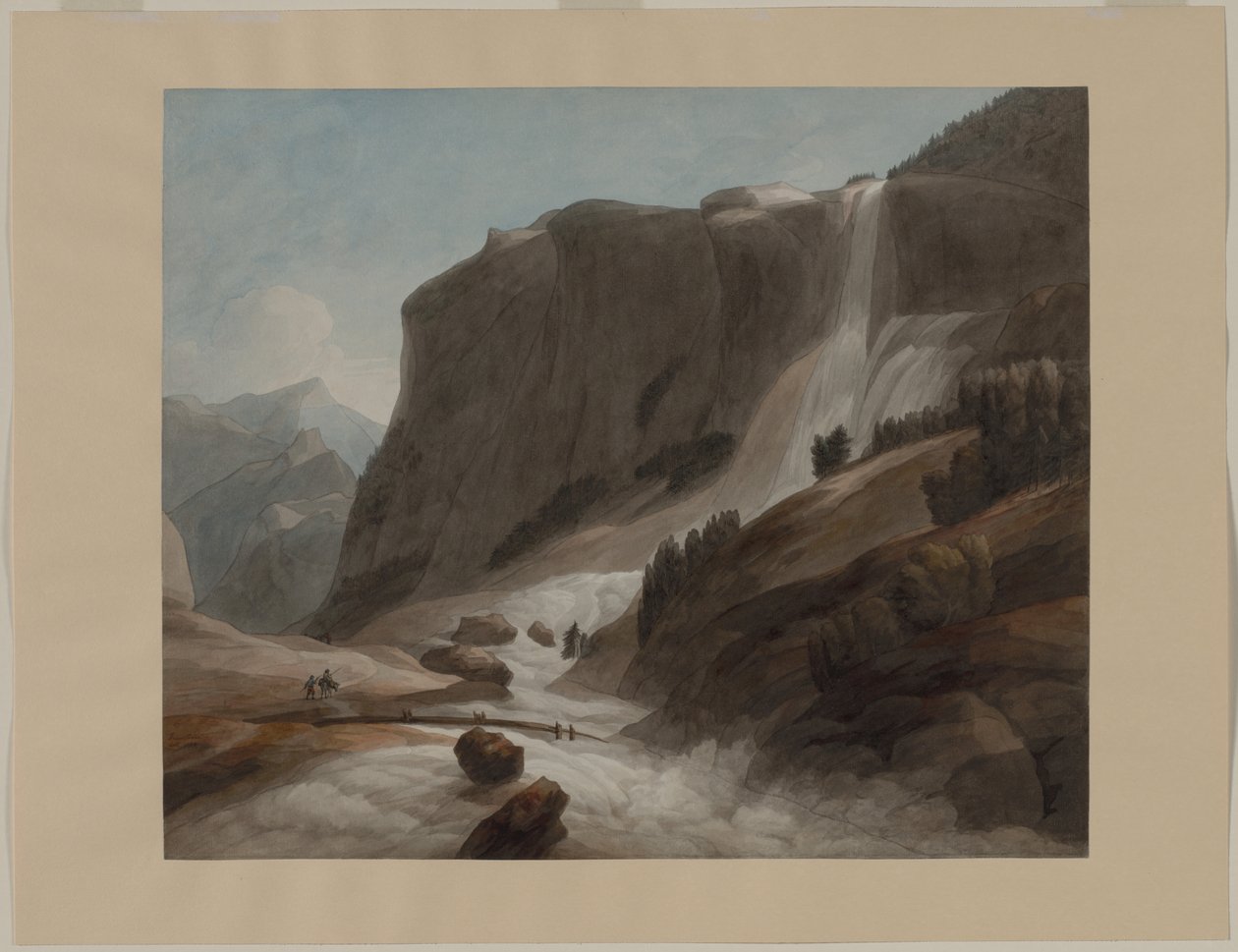 Cachoeira entre Chiavenna e Monte Splügen de Francis Towne