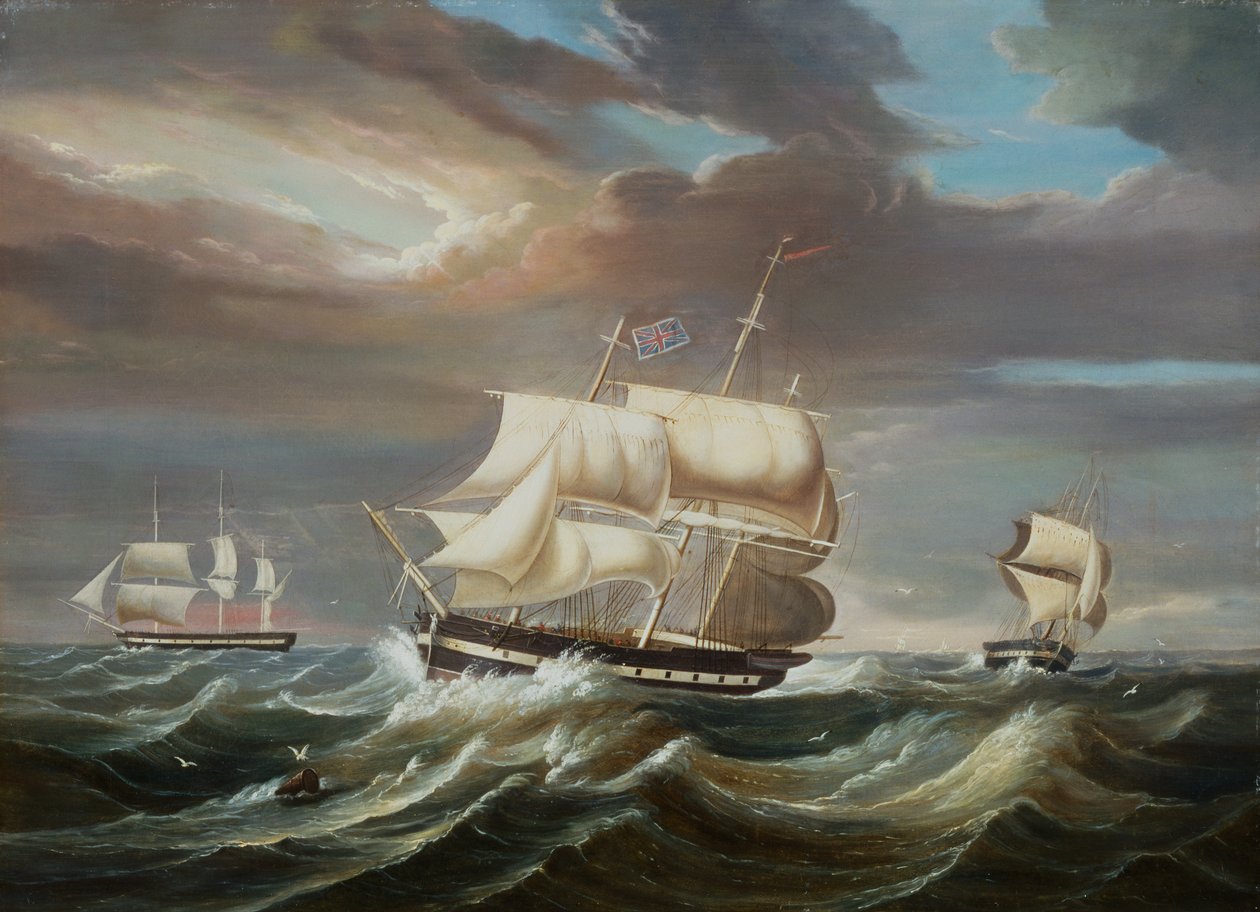Blackwall Frigates in a Stiff Breeze (óleo) de Francis Tudgay