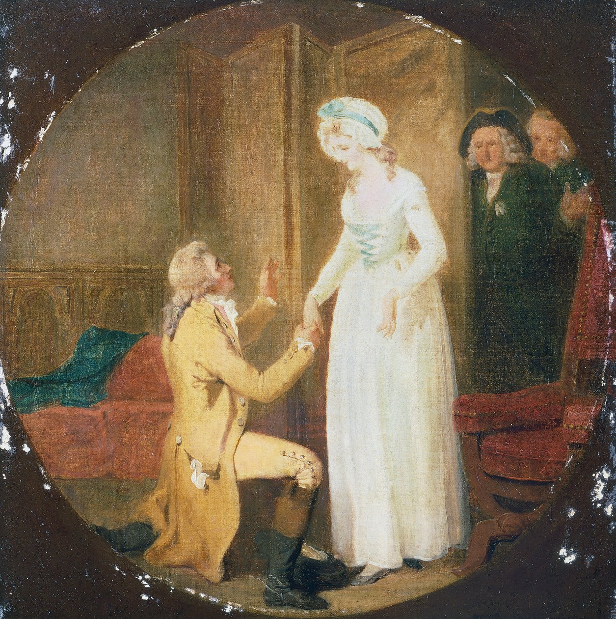 Acto V, Cena III da peça que Ela Se Deixa Conquistar por Oliver Goldsmith (1730-1774) de Francis Wheatley