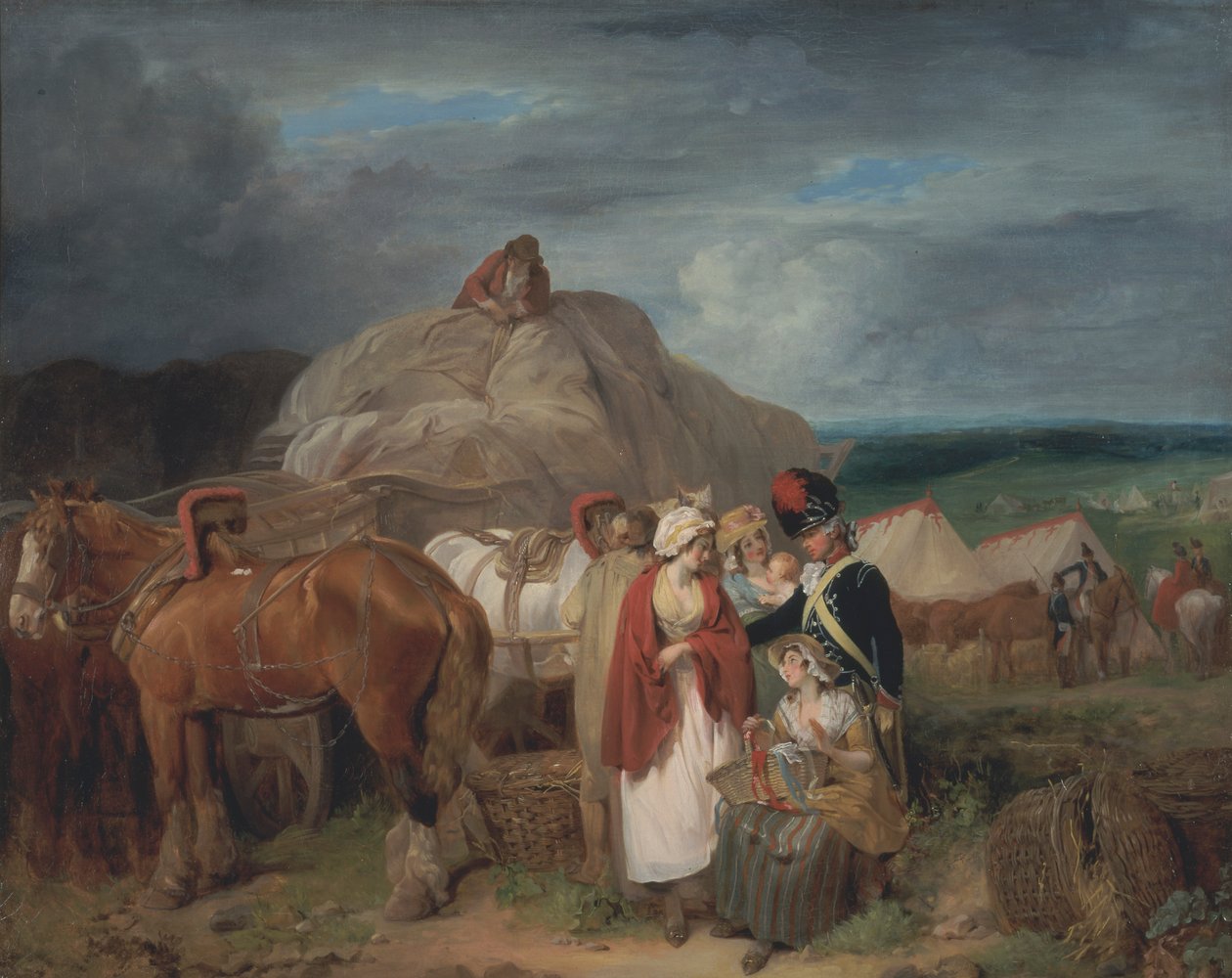 Soldado com Mulheres do Campo a Vender Fitas, perto de um Campo Militar de Francis Wheatley