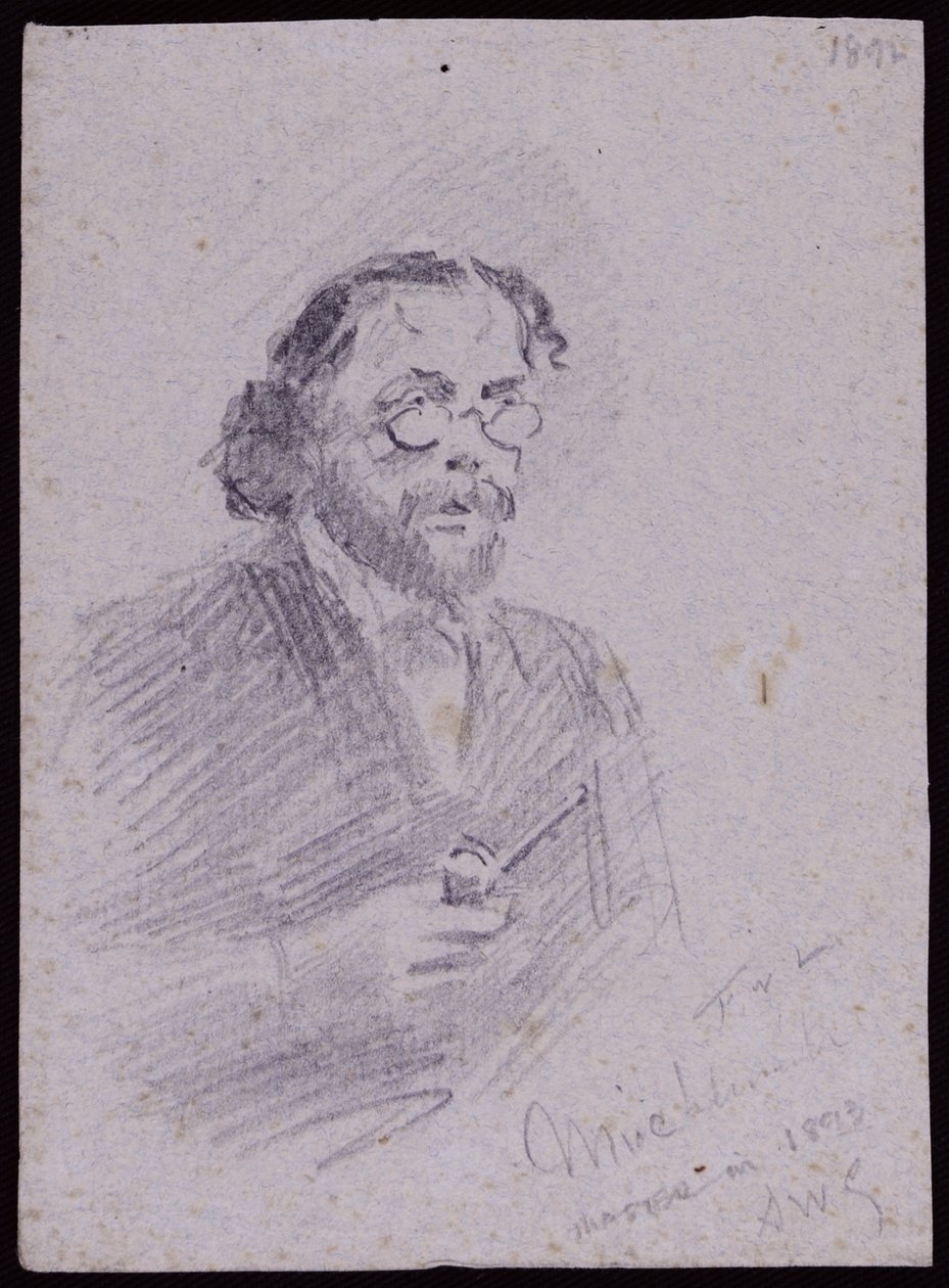 Retrato de JT Micklethwaite, c.1893 (lápis sobre papel) de Francis Wilfred Lawson