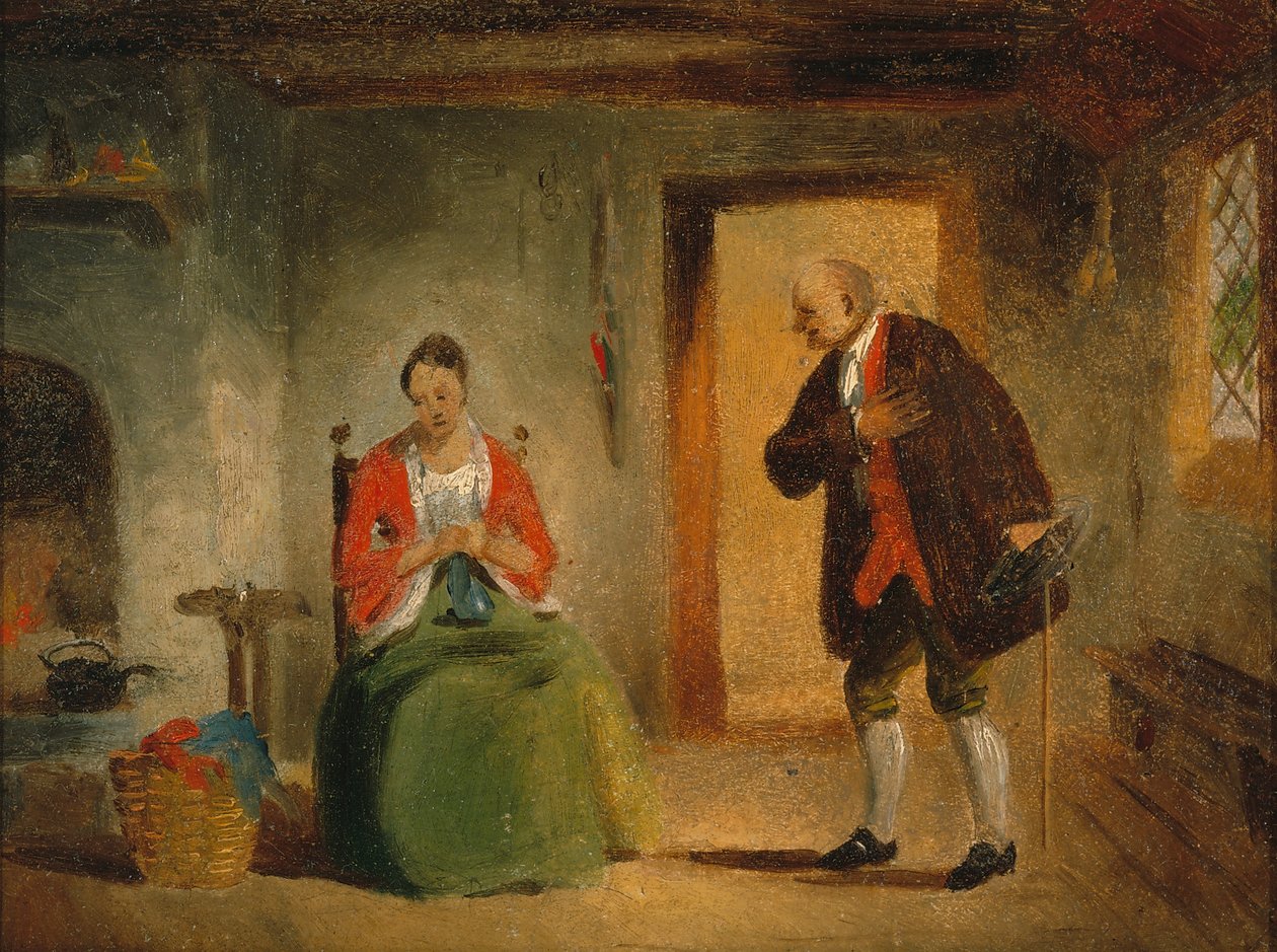 Estudo de interiores, 1835-63 (óleo sobre papel montado a bordo) de Francis William Edmonds