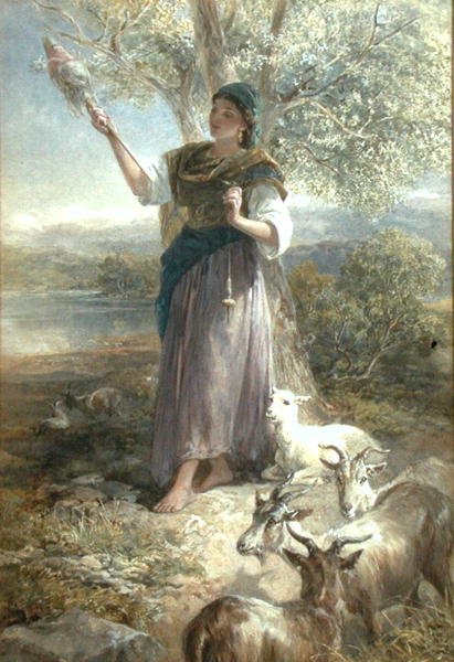 Um Goatherd espanhol (aguarela sobre papel) de Francis William Topham