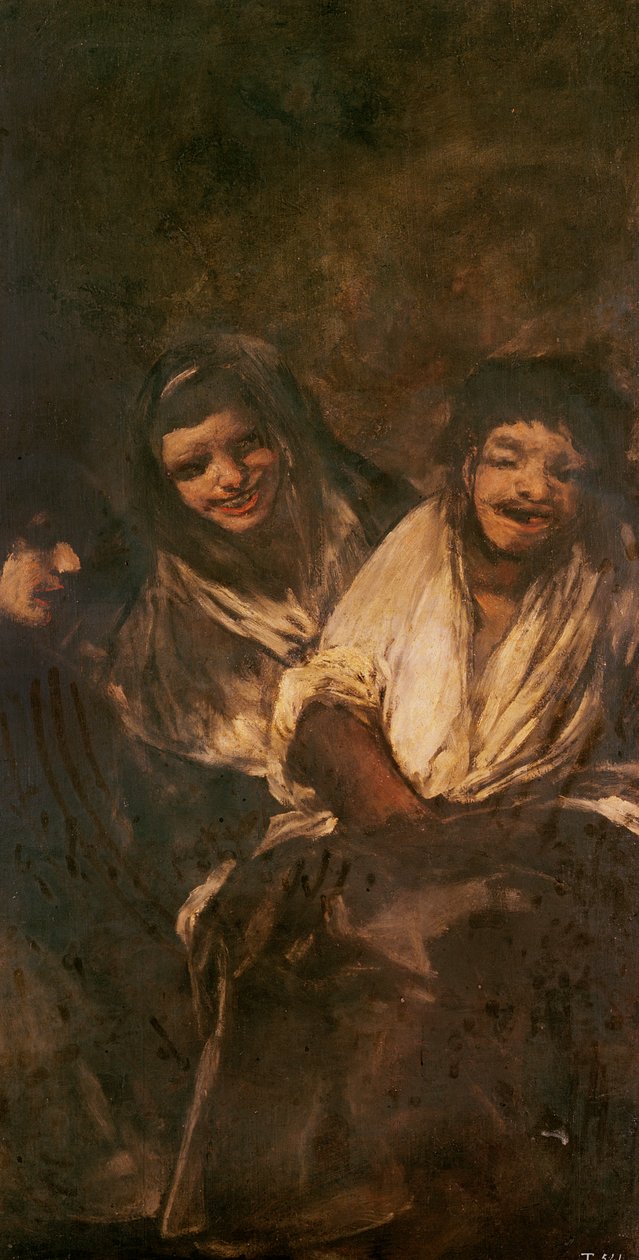 Um homem e duas mulheres rindo de Francisco de Goya