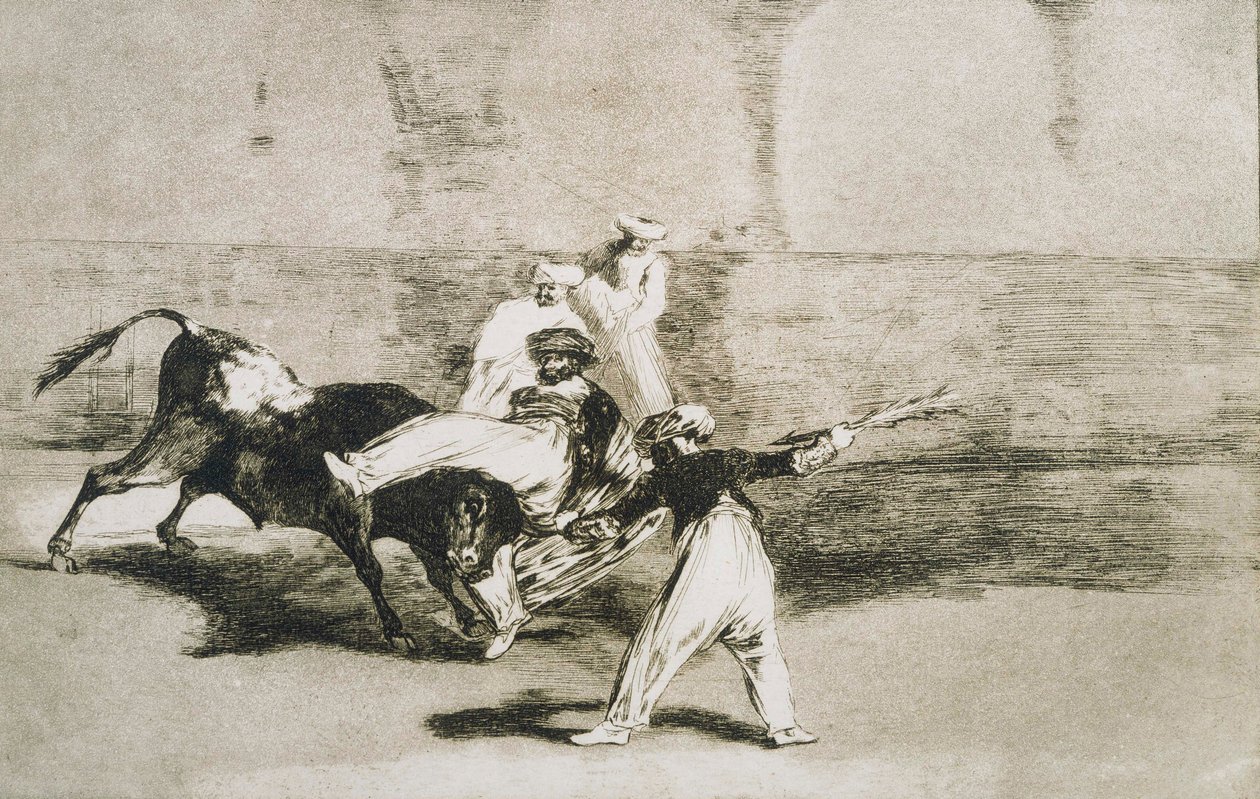 Um mouro pego pelo touro ... de La Tauromaquia de Francisco de Goya