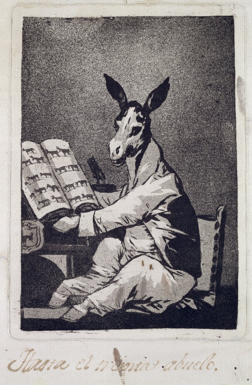 Tão distante quanto seu avô, placa 39 de "Los Caprichos", 1799 (aquatint) de Francisco de Goya