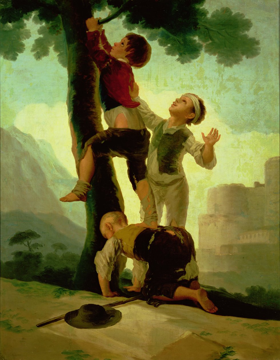 Meninos escalando uma árvore, desenhos animados para uma tapeçaria, 1790-92 de Francisco de Goya