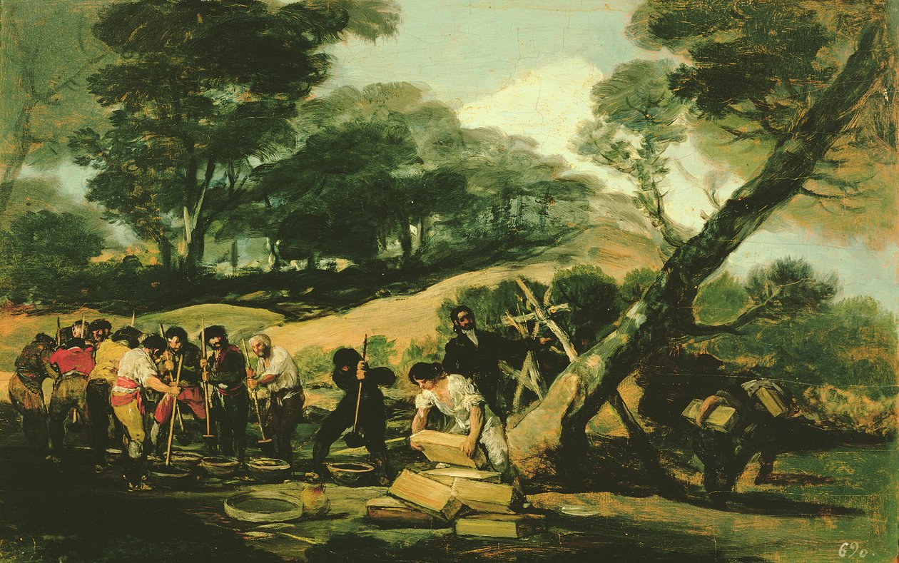 Fabricação clandestina de pólvora, 1812-13 de Francisco de Goya
