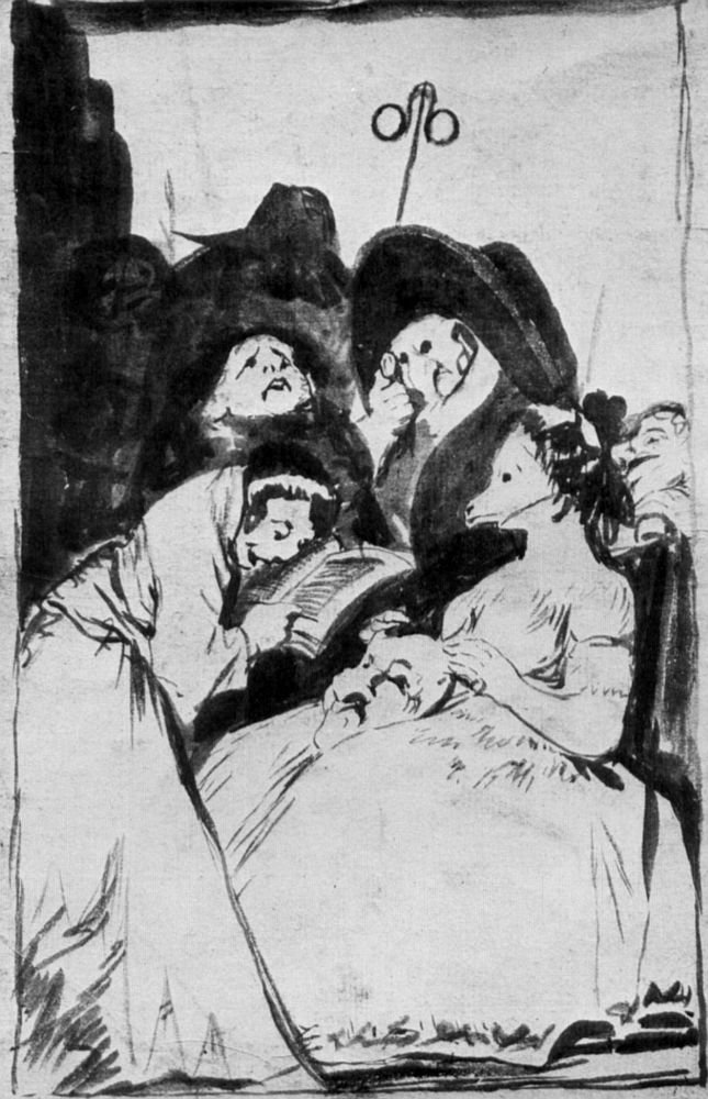 Desenho preparatório 1 do capricho de Francisco de Goya