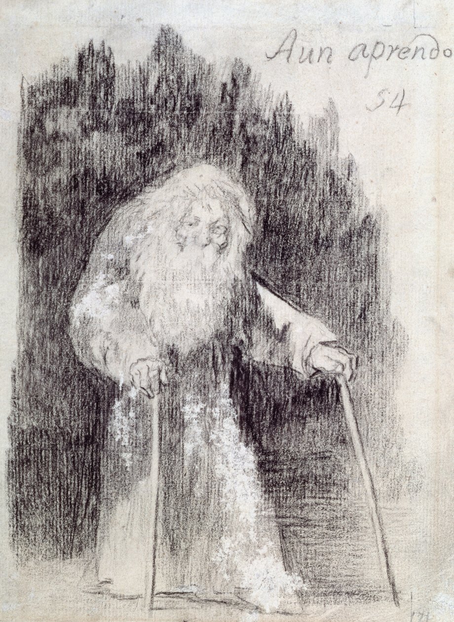 Ainda estou aprendendo (Aun Aprendo) (carvão no papel) de Francisco de Goya