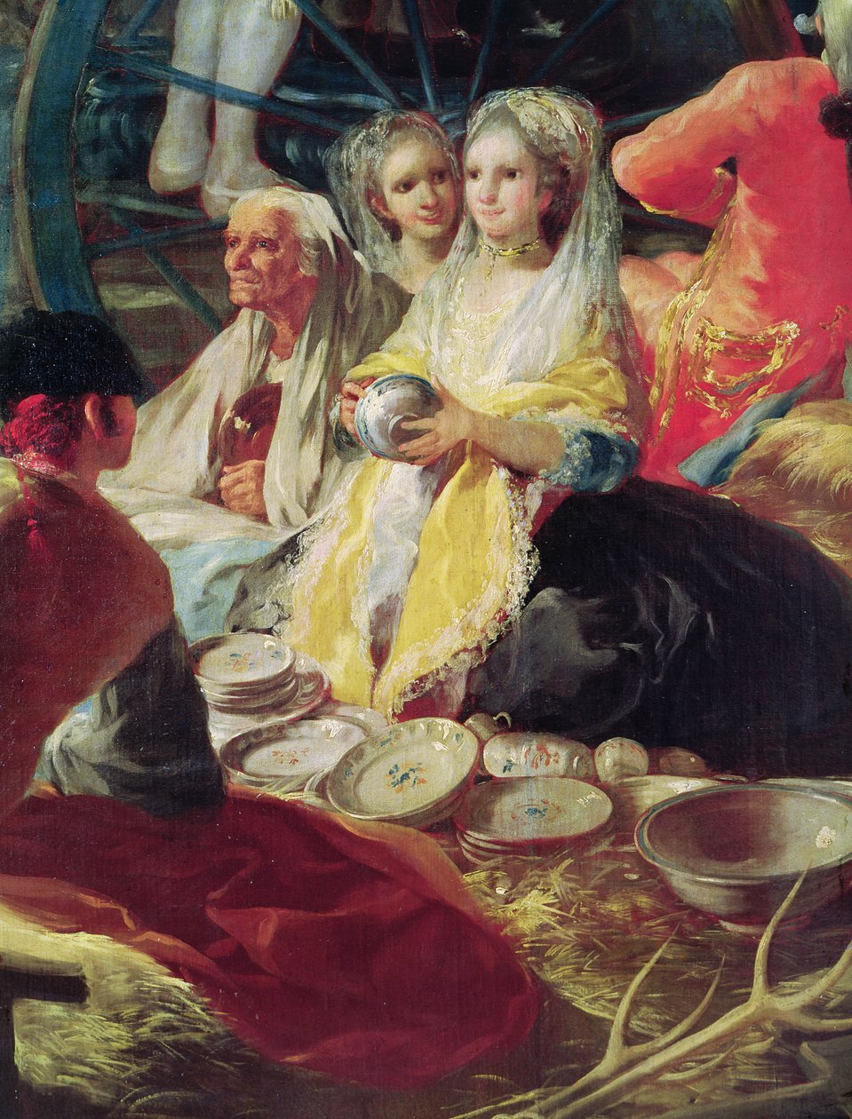 Senhoras comprando cerâmica em uma banca em Madri, 1779 (detalhe de 38625) de Francisco de Goya
