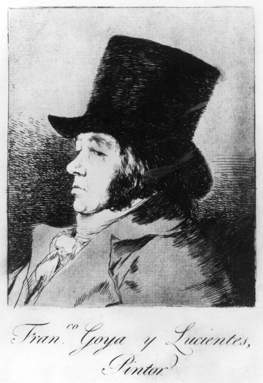Auto-retrato, prato 1 de &39;Caprices&39;, pub. 1799 de Francisco de Goya